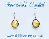 Swarovski Crystal oval 'Buttercup Yellow Lacquer' earrings - rhodium plated
