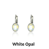 Swarovski Crystal oval 'White Opal' earrings - rhodium plated