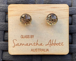 Samantha Abbott Dichroic Art Glass earrings - Brown : gold